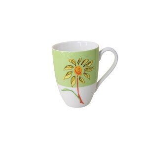 Starbucks Two Tone Flower Mug 2006 91549 Green White Yellow